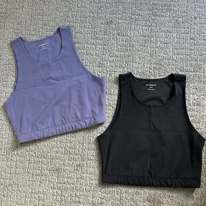 REI Co-op active crop tops in black and lavender (set of 2)